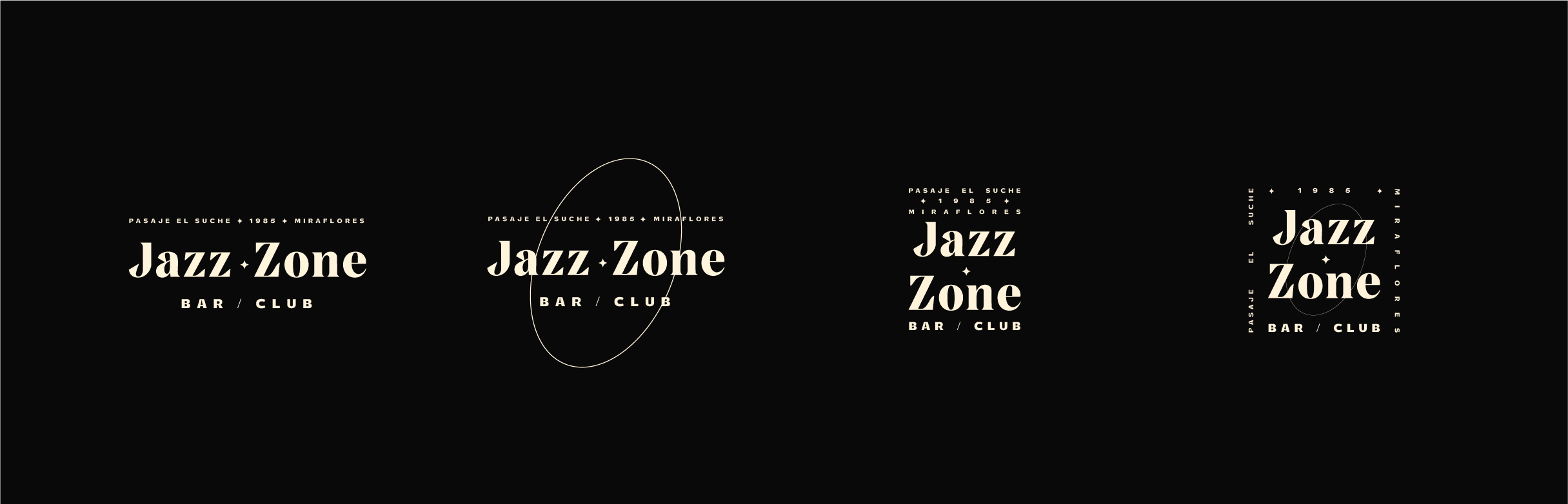 Jazz Zone — señalética y logotipo en muro de hormigón